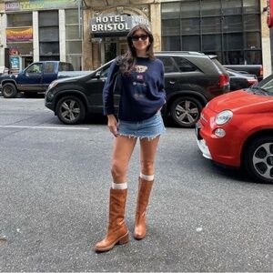 REFORMATION Frances Knee High Boots in Whiskey Leather